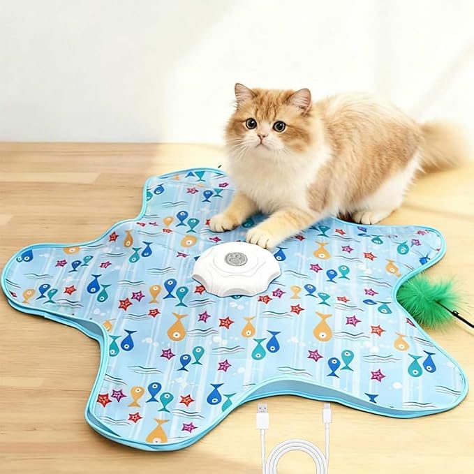 Rechargeable Automatic Cat Toy with Feather & 3 Play Modes