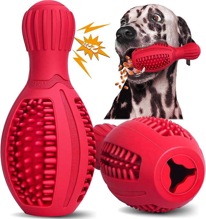 Treat Dispensing Puzzle Dog Toy with Squeaker & Durable Rubber