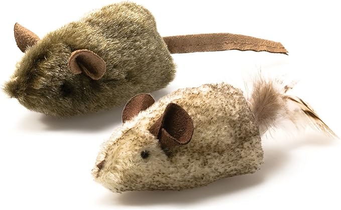 Interactive Cat Mouse Toys with Catnip & Squeak Sound, 2 Pack