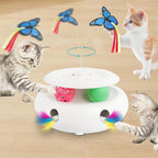 3-in-1 Interactive Cat Toy with Butterfly & Track Balls