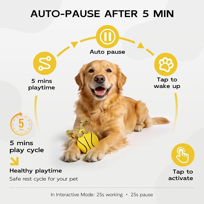 Rechargeable Interactive Dog Ball Toy with Rope – 3 Modes