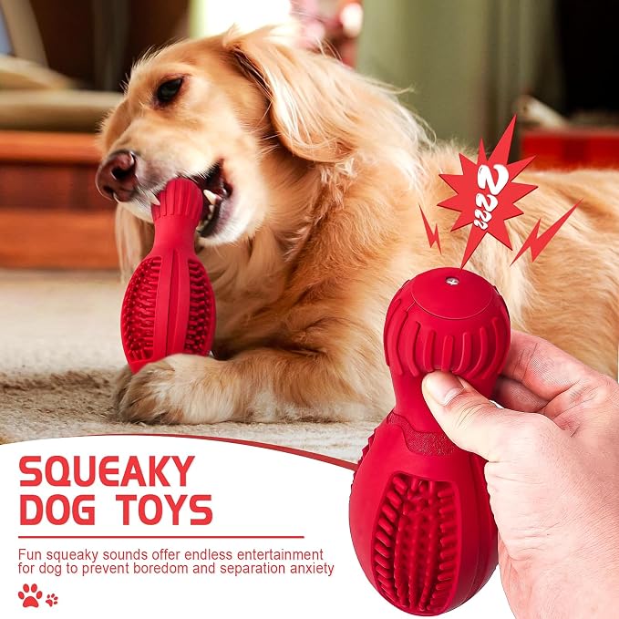 Treat Dispensing Puzzle Dog Toy with Squeaker & Durable Rubber